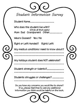 Back To School Parent Information Survey