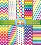 Chevron & Dot Digital Scrapbook Pack — Rainbow (10 Pages)