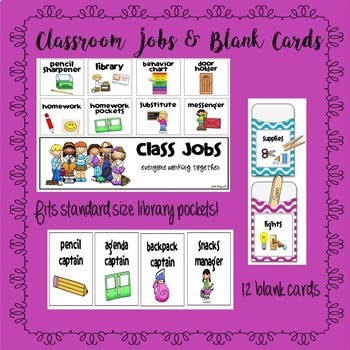 Classroom Jobs Labels for Library Pockets - A Little Pizzaz ...