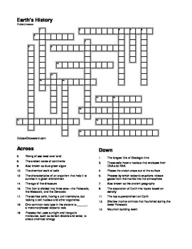 History Crossword Puzzles on Earth S History Crossword Puzzle