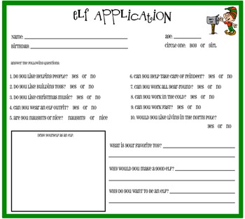 Elf Application {For Students To Fill Out}