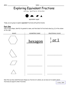 FRACTIONS PATTERN BLOCKS | Lena Patterns