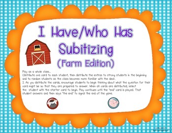 I Have/Who Has {Subitizing Farm Edition}