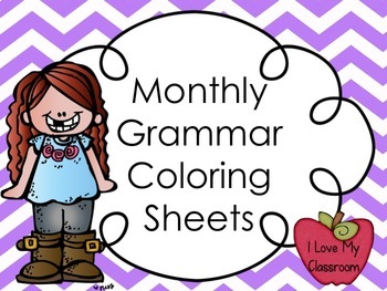 Monthly Grammar Coloring Sheets {Year Long Grammar Review}
