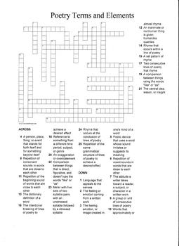 Crossword Puzzles on Poetry Terms And Elements Crossword Puzzle   The English Guy