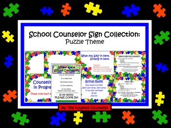 School Counselor Sign Collection: Puzzle Theme