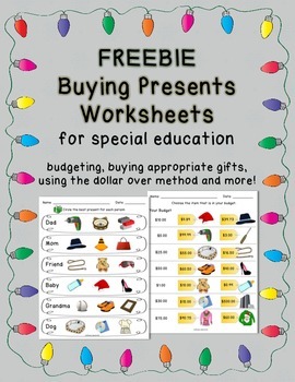 Shopping for Christmas Presents - Worksheets for Special E