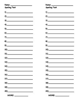 Blank Spelling Test Template - Free!