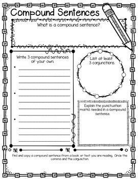 Compound Sentences Graphic Organizer