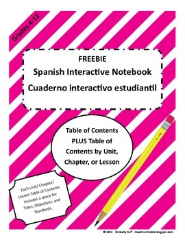 FREEBIE Maestra In Middle Spanish Interactive Notebook Tab