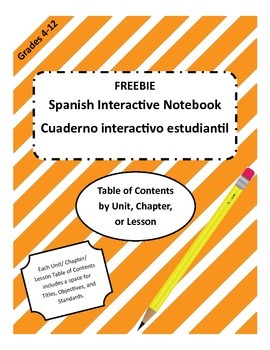FREEBIE Maestra In Middle Spanish Interactive Notebook ToC