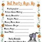Fall Party Sign Up Sheet