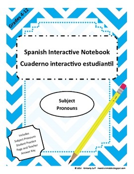 Maestra In Middle Spanish Interactive Notebook Subject Pronouns
