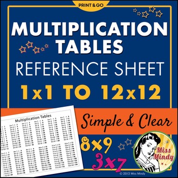 Multiplication Table Sheet