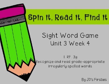 Sight Word Spin It Game Week 4