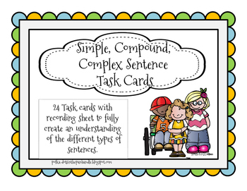 Simple, Compound and Complex Sentence Task Cards