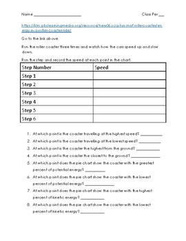 Potential and Kinetic Energy Worksheet Answers
