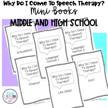 Why Do I Come To Speech Therapy? Middle/High School Mini-Books